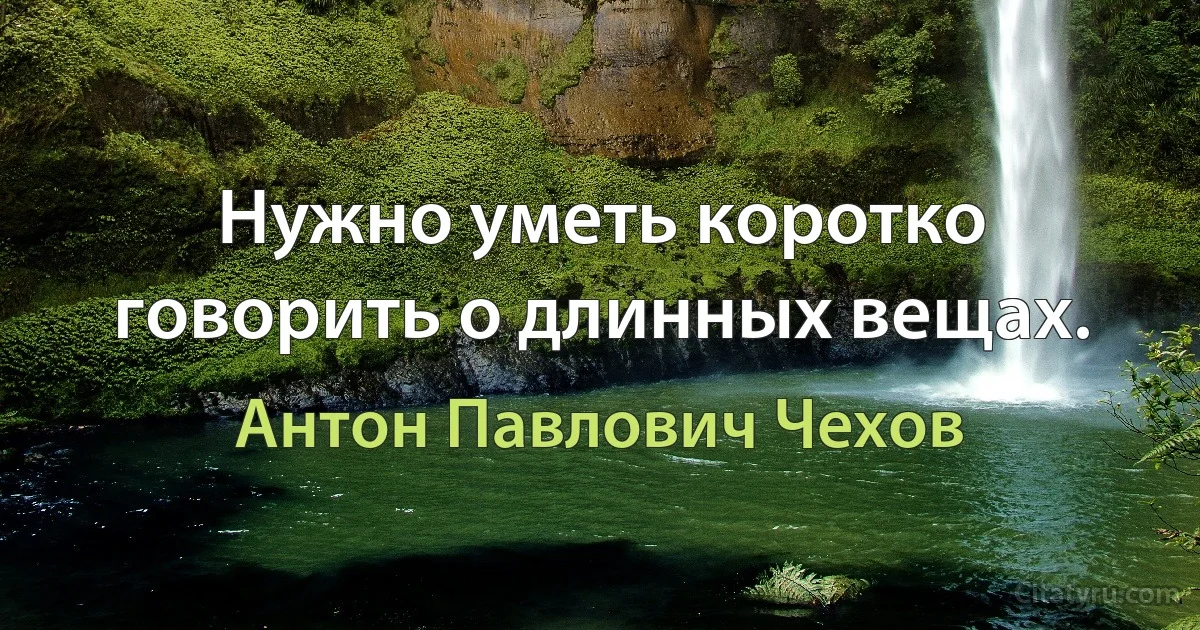 Нужно уметь коротко говорить о длинных вещах. (Антон Павлович Чехов)