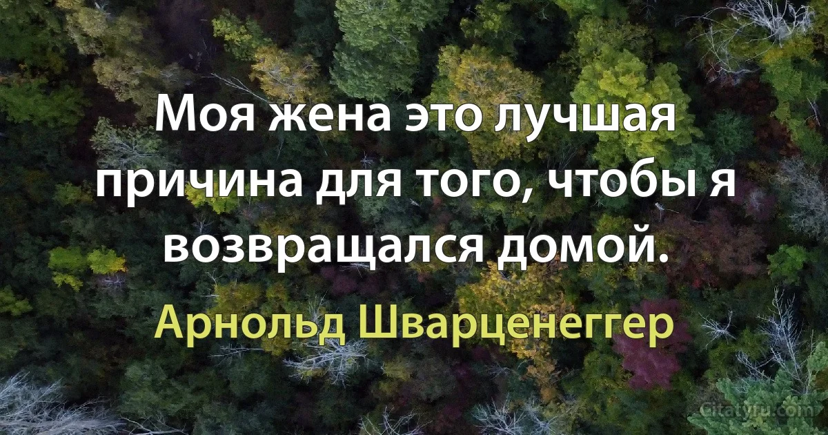 Моя жена это лучшая причина для того, чтобы я возвращался домой. (Арнольд Шварценеггер)