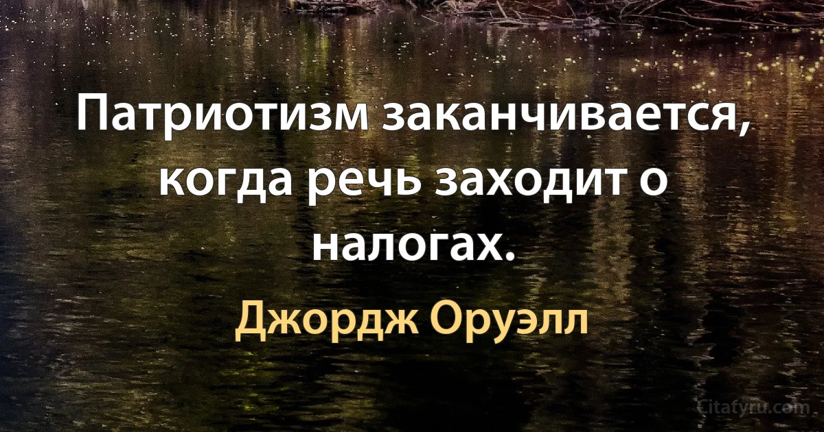 Патриотизм заканчивается, когда речь заходит о налогах. (Джордж Оруэлл)