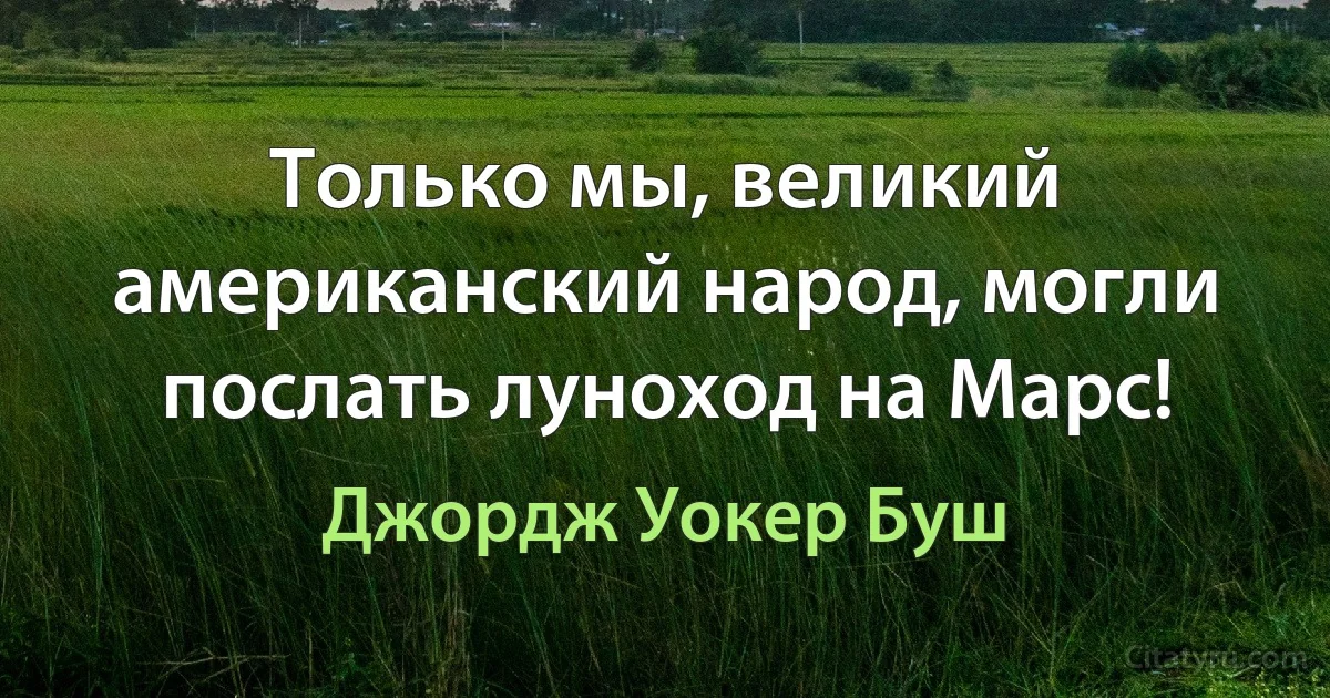 Только мы, великий американский народ, могли послать луноход на Марс! (Джордж Уокер Буш)