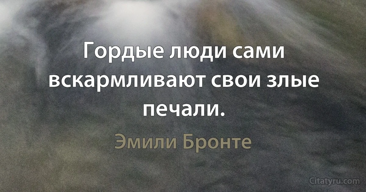 Гордые люди сами вскармливают свои злые печали. (Эмили Бронте)