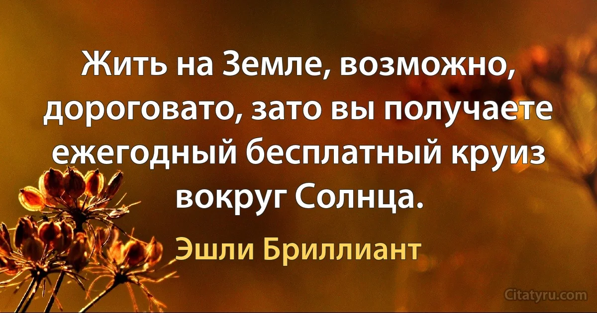 Жить на Земле, возможно, дороговато, зато вы получаете ежегодный бесплатный круиз вокруг Солнца. (Эшли Бриллиант)