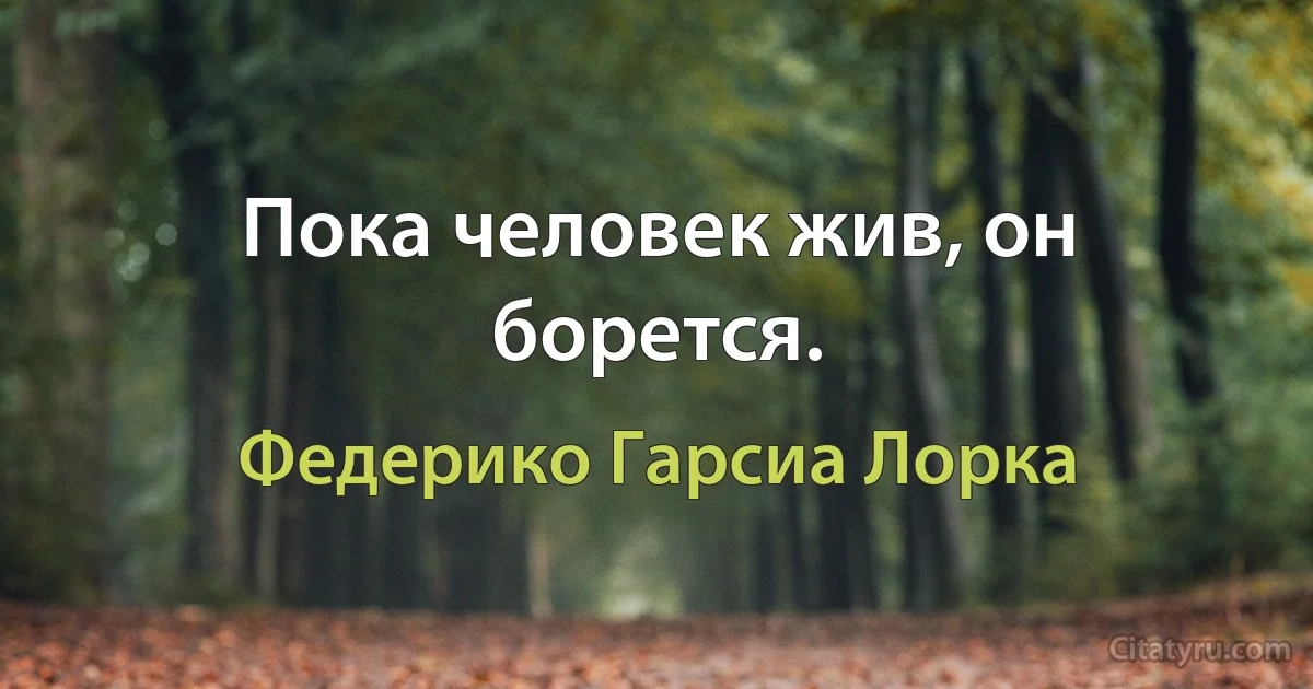 Пока человек жив, он борется. (Федерико Гарсиа Лорка)