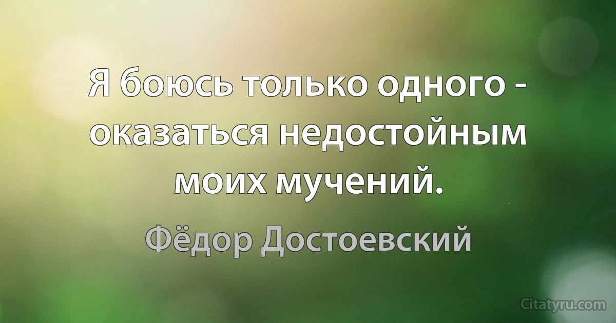 Я боюсь только одного - оказаться недостойным моих мучений. (Фёдор Достоевский)