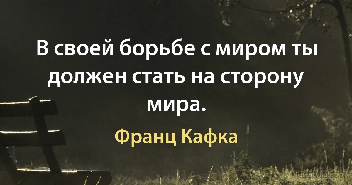 В своей борьбе с миром ты должен стать на сторону мира. (Франц Кафка)