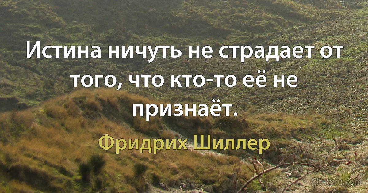 Истина ничуть не страдает от того, что кто-то её не признаёт. (Фридрих Шиллер)