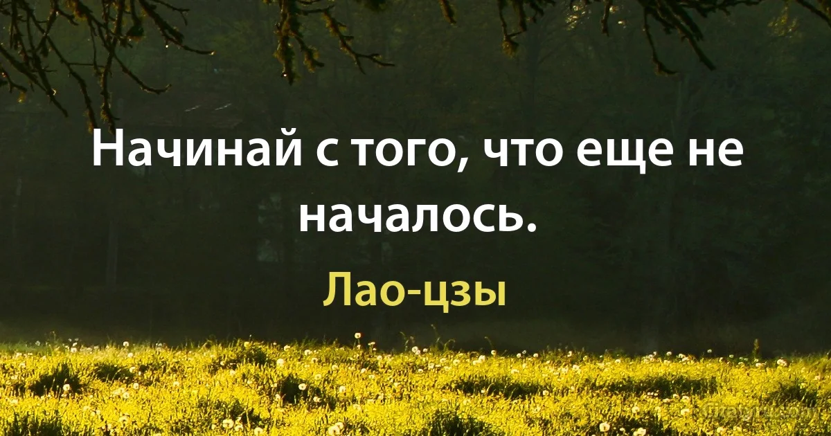 Начинай с того, что еще не началось. (Лао-цзы)