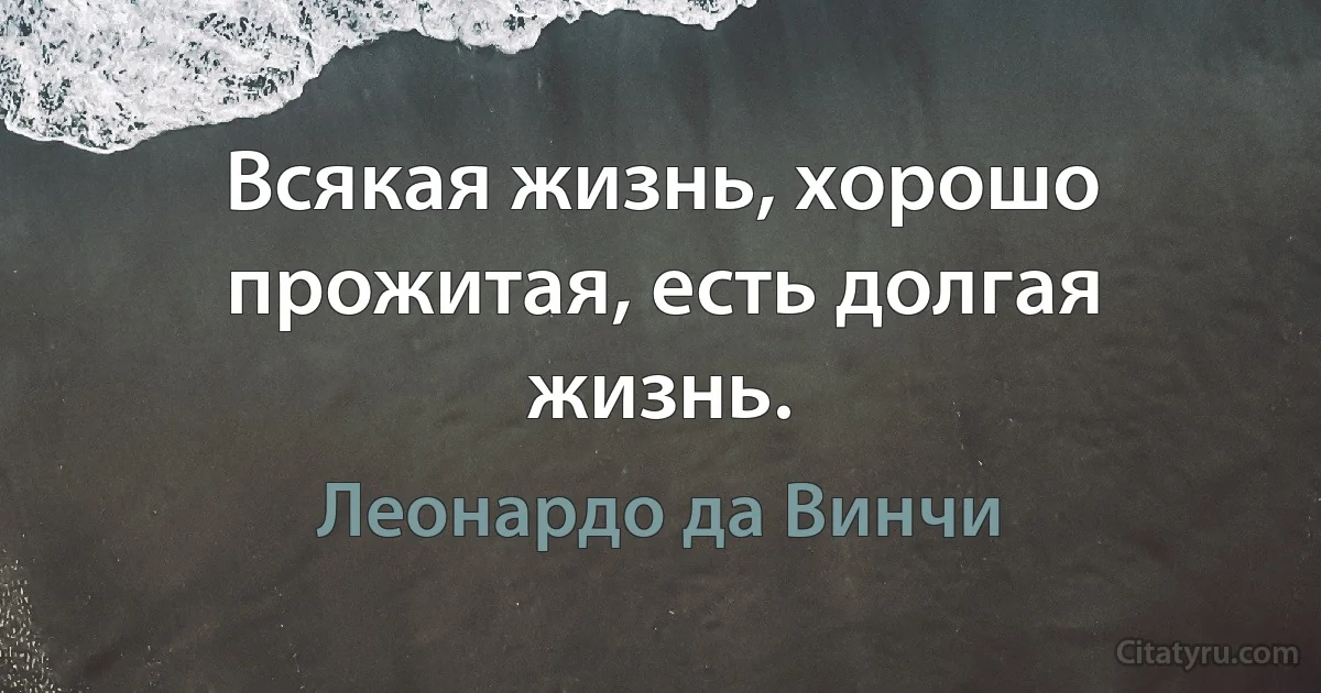 Всякая жизнь, хорошо прожитая, есть долгая жизнь. (Леонардо да Винчи)