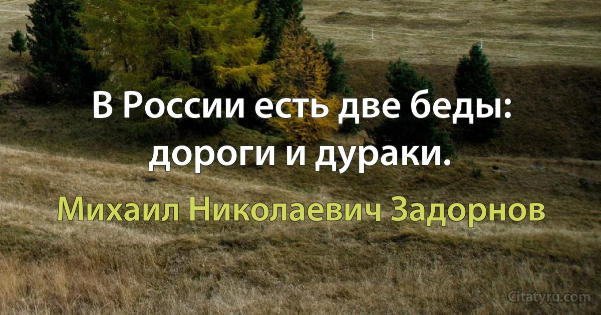 В России есть две беды: дороги и дураки. (Михаил Николаевич Задорнов)