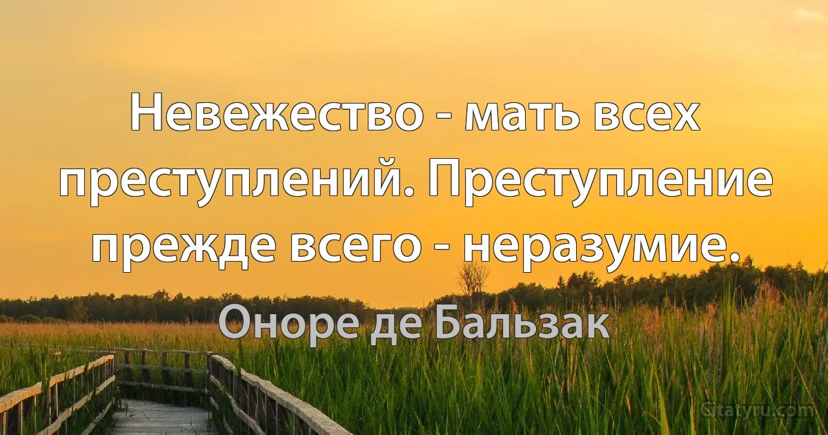 Невежество - мать всех преступлений. Преступление прежде всего - неразумие. (Оноре де Бальзак)