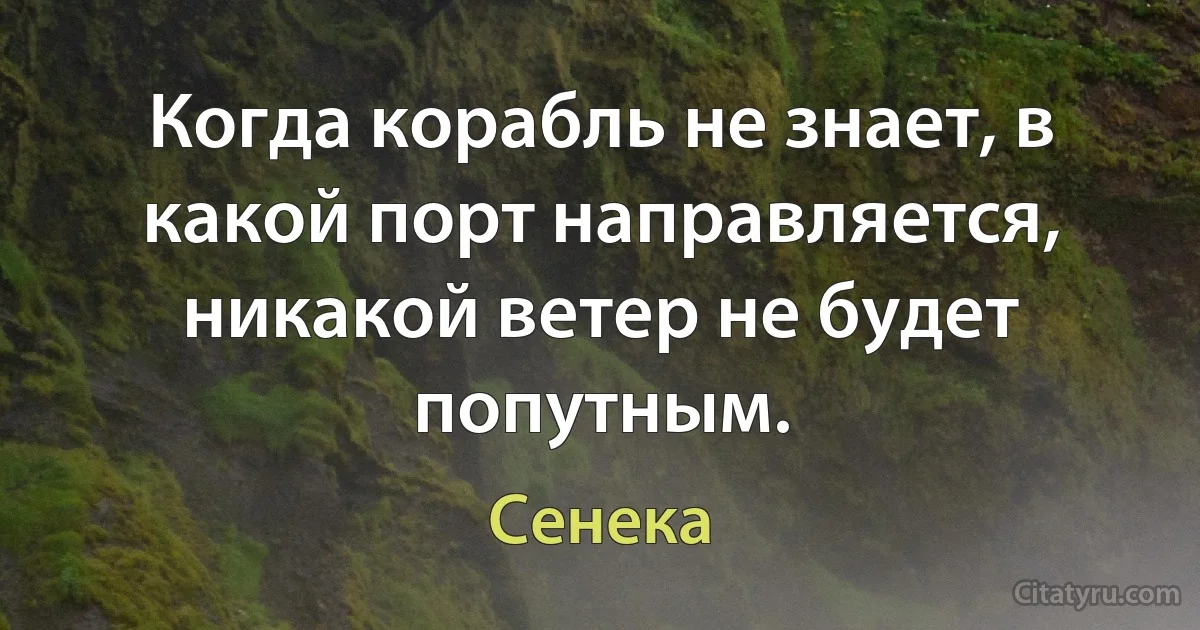 Когда корабль не знает, в какой порт направляется, никакой ветер не будет попутным. (Сенека)