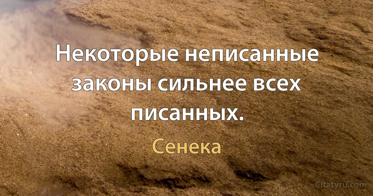 Некоторые неписанные законы сильнее всех писанных. (Сенека)