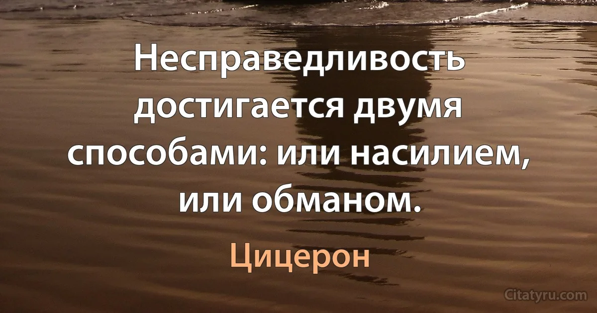 Несправедливость достигается двумя способами: или насилием, или обманом. (Цицерон)