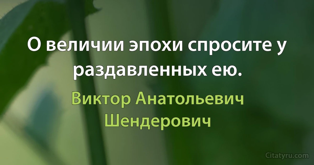 О величии эпохи спросите у раздавленных ею. (Виктор Анатольевич Шендерович)