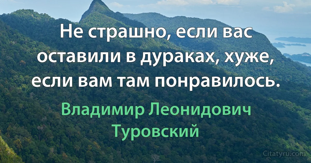 Не страшно, если вас оставили в дураках, хуже, если вам там понравилось. (Владимир Леонидович Туровский)