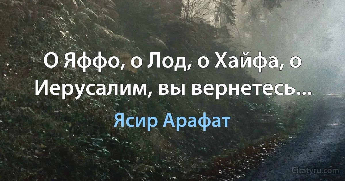 О Яффо, о Лод, о Хайфа, о Иерусалим, вы вернетесь... (Ясир Арафат)