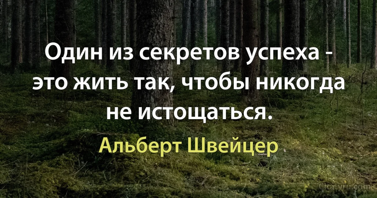 Один из секретов успеха - это жить так, чтобы никогда не истощаться. (Альберт Швейцер)