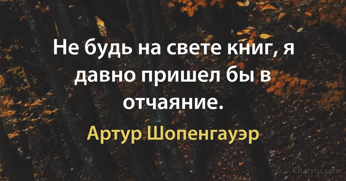 Не будь на свете книг, я давно пришел бы в отчаяние. (Артур Шопенгауэр)