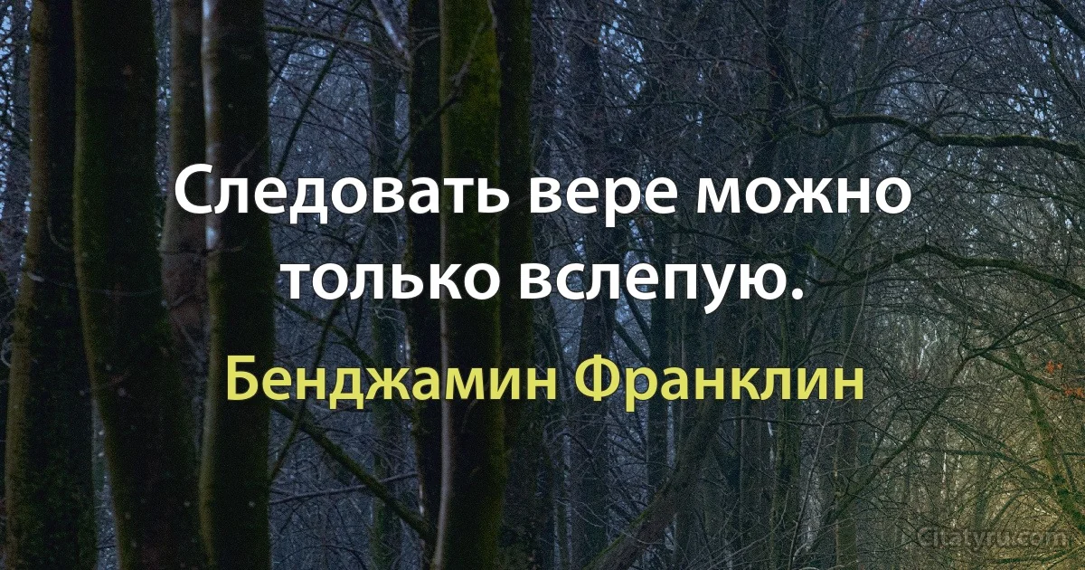 Следовать вере можно только вслепую. (Бенджамин Франклин)