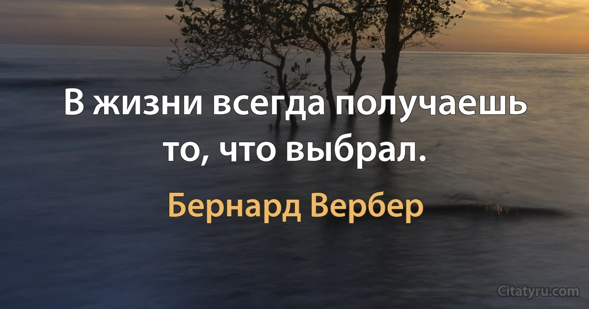 В жизни всегда получаешь то, что выбрал. (Бернард Вербер)