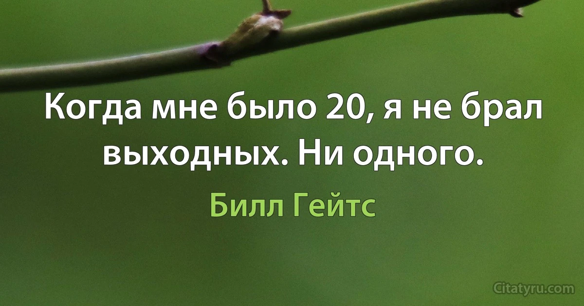 Когда мне было 20, я не брал выходных. Ни одного. (Билл Гейтс)