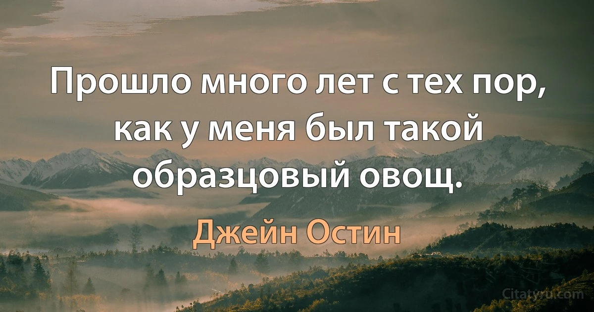 Прошло много лет с тех пор, как у меня был такой образцовый овощ. (Джейн Остин)