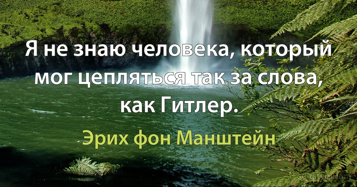 Я не знаю человека, который мог цепляться так за слова, как Гитлер. (Эрих фон Манштейн)