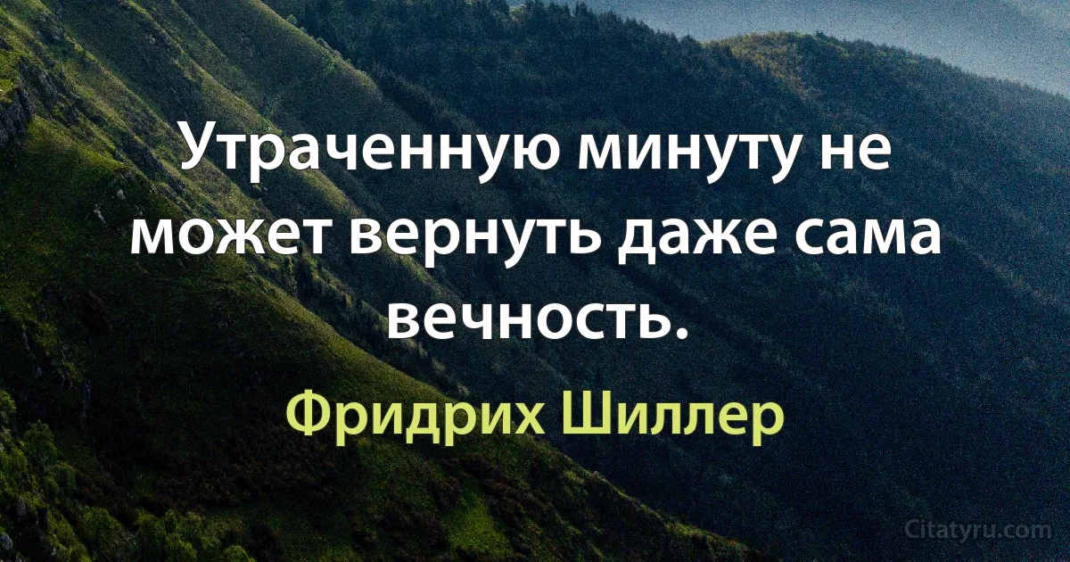 Утраченную минуту не может вернуть даже сама вечность. (Фридрих Шиллер)