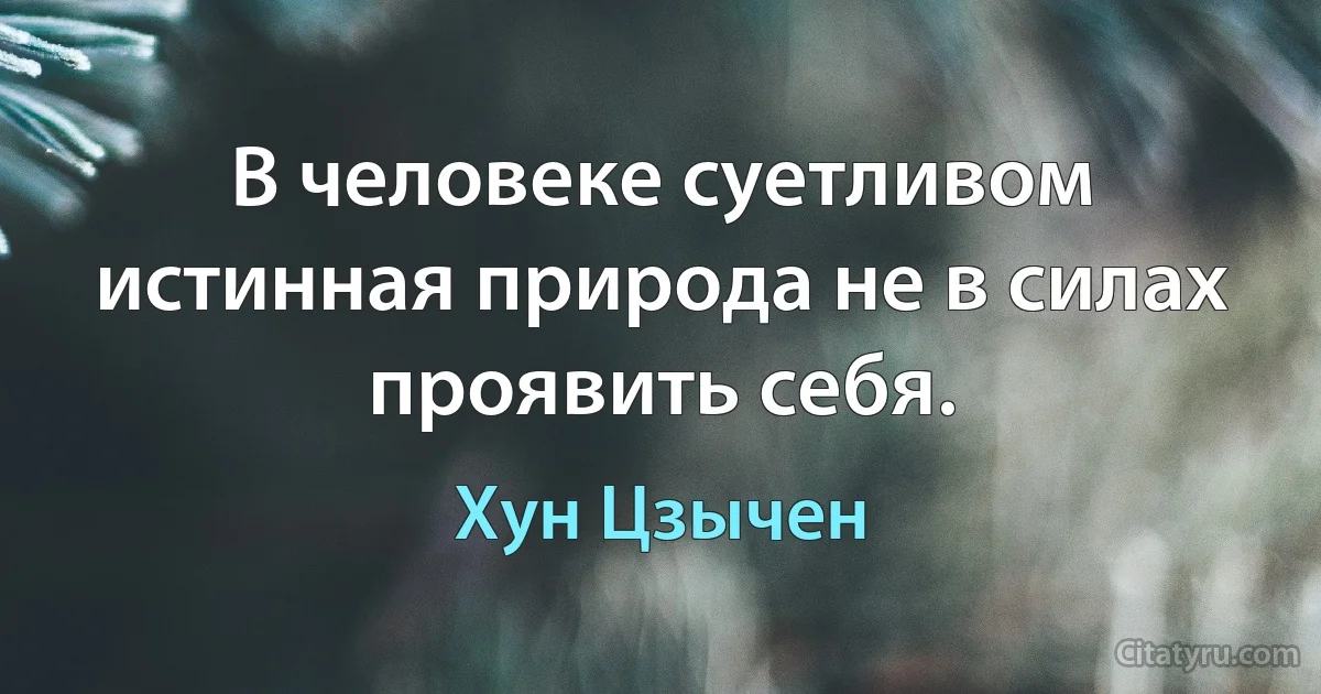 В человеке суетливом истинная природа не в силах проявить себя. (Хун Цзычен)