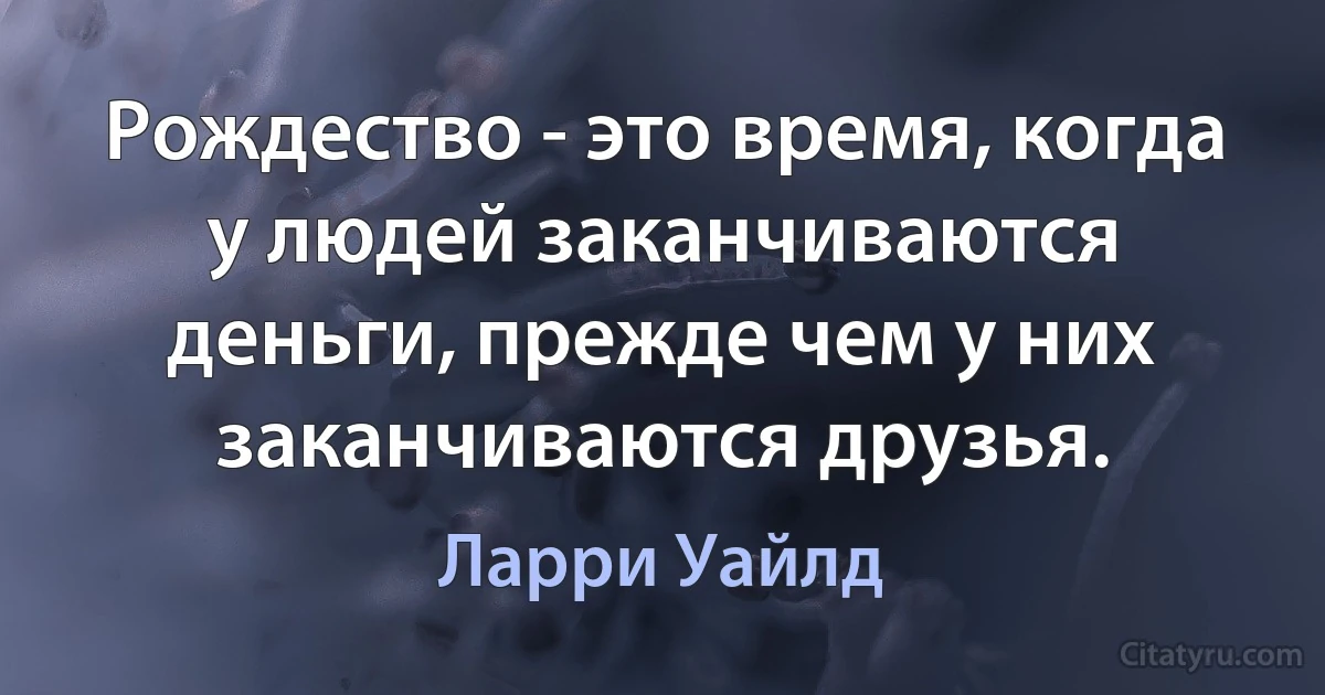 Рождество - это время, когда у людей заканчиваются деньги, прежде чем у них заканчиваются друзья. (Ларри Уайлд)