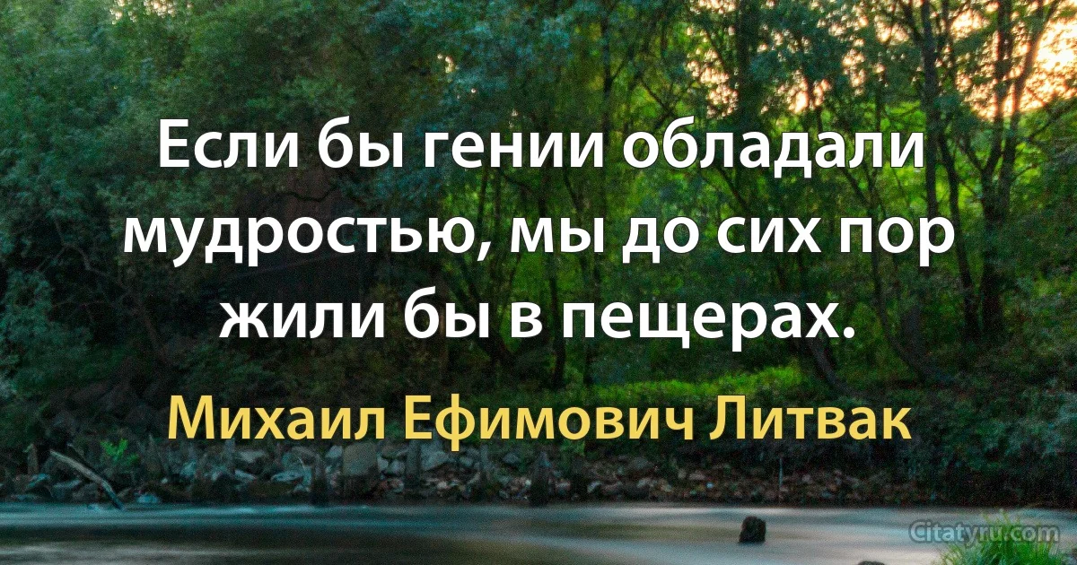 Если бы гении обладали мудростью, мы до сих пор жили бы в пещерах. (Михаил Ефимович Литвак)