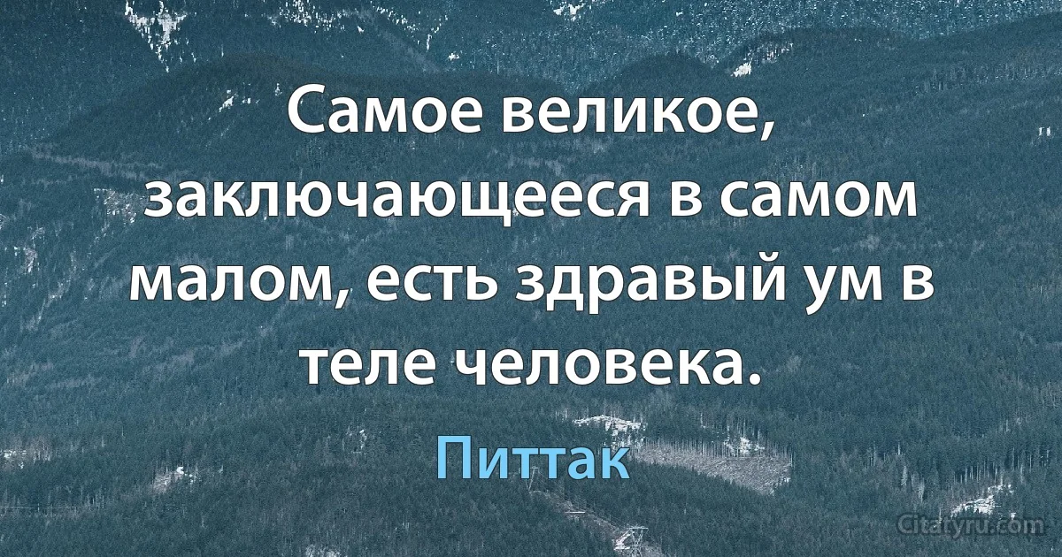 Самое великое, заключающееся в самом малом, есть здравый ум в теле человека. (Питтак)