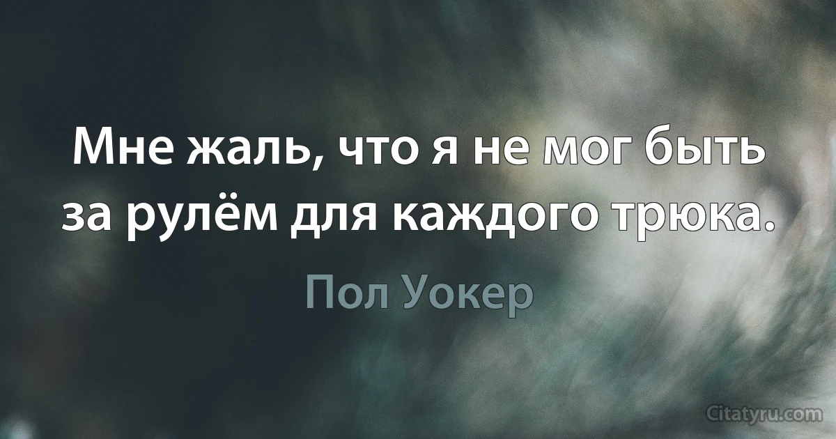 Мне жаль, что я не мог быть за рулём для каждого трюка. (Пол Уокер)