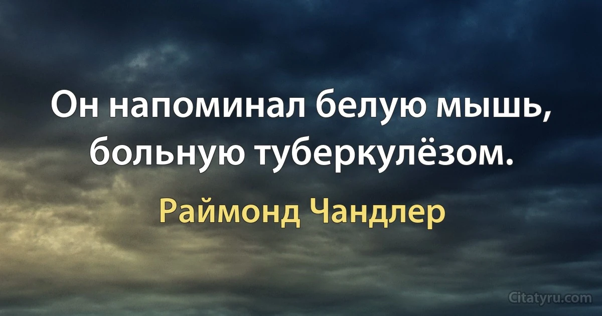 Он напоминал белую мышь, больную туберкулёзом. (Раймонд Чандлер)