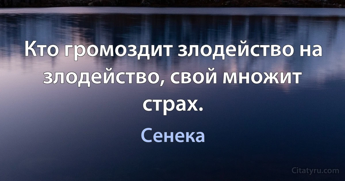 Кто громоздит злодейство на злодейство, свой множит страх. (Сенека)