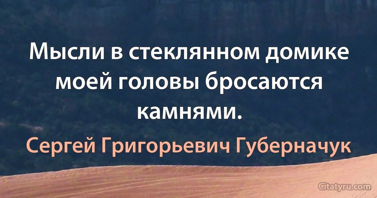 Мысли в стеклянном домике моей головы бросаются камнями. (Сергей Григорьевич Губерначук)