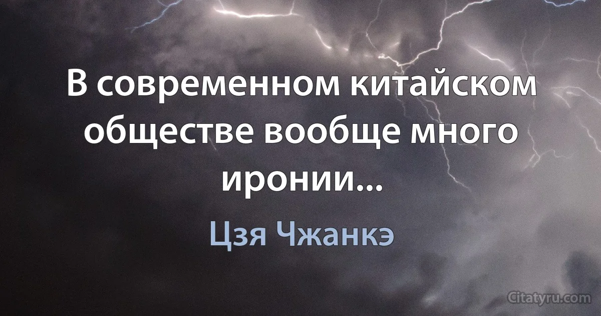 В современном китайском обществе вообще много иронии... (Цзя Чжанкэ)