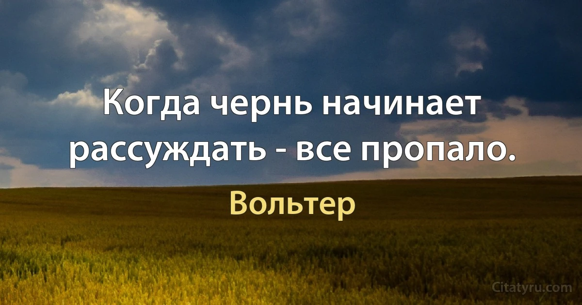 Когда чернь начинает рассуждать - все пропало. (Вольтер)