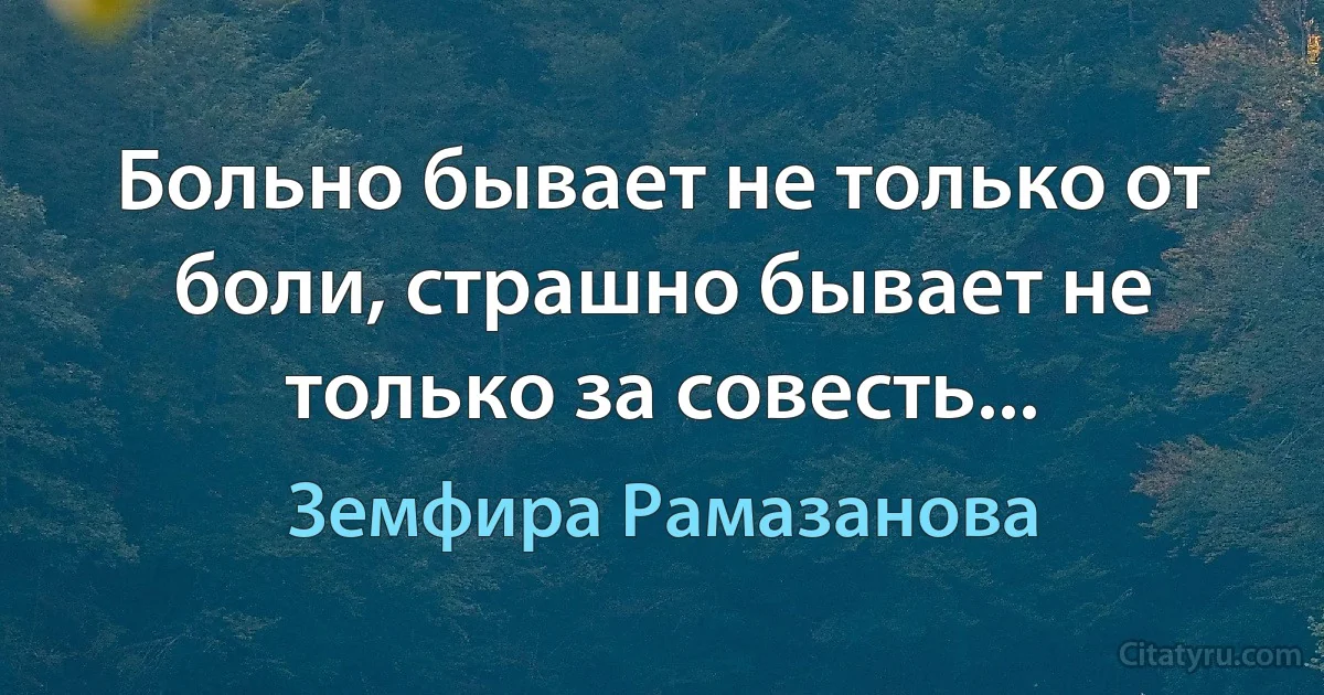 Больно бывает не только от боли, страшно бывает не только за совесть... (Земфира Рамазанова)