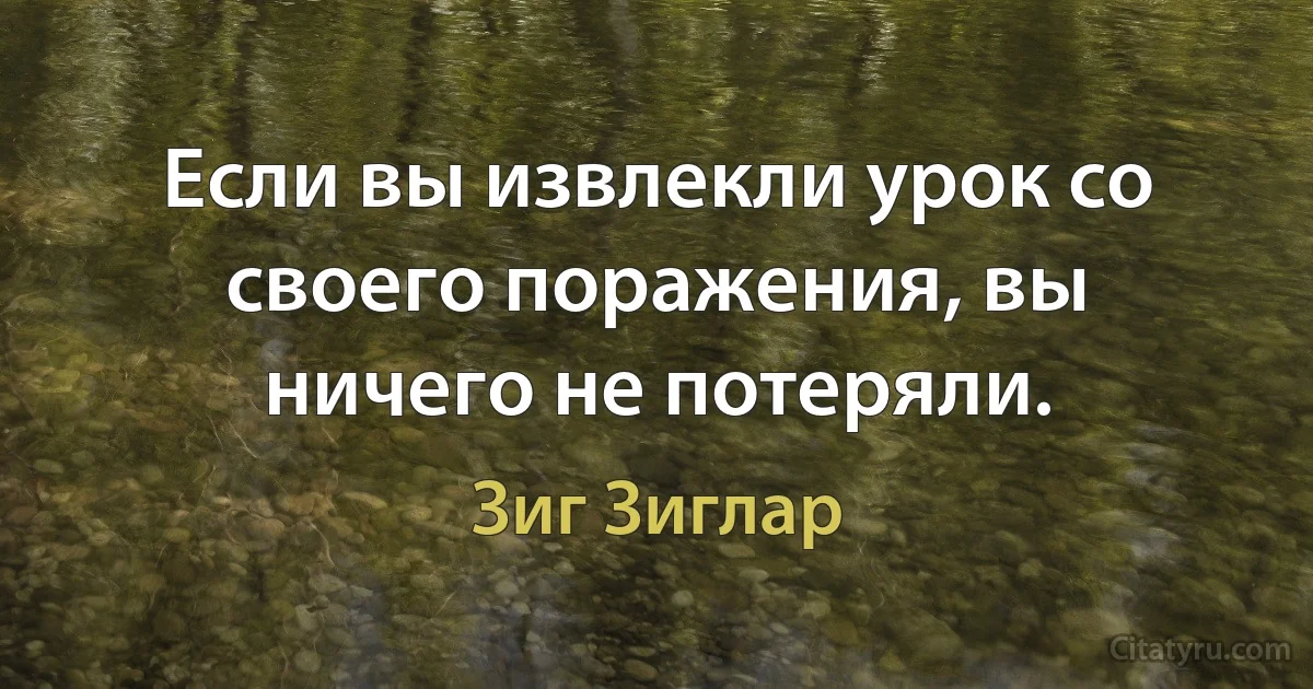 Если вы извлекли урок со своего поражения, вы ничего не потеряли. (Зиг Зиглар)