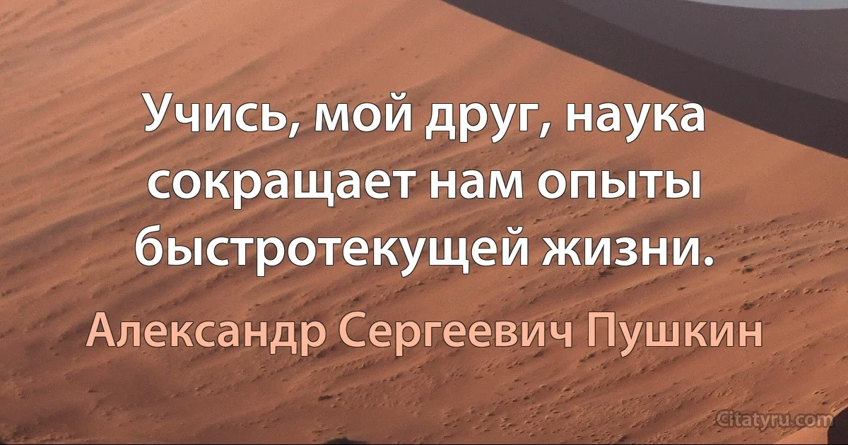 Учись, мой друг, наука сокращает нам опыты быстротекущей жизни. (Александр Сергеевич Пушкин)