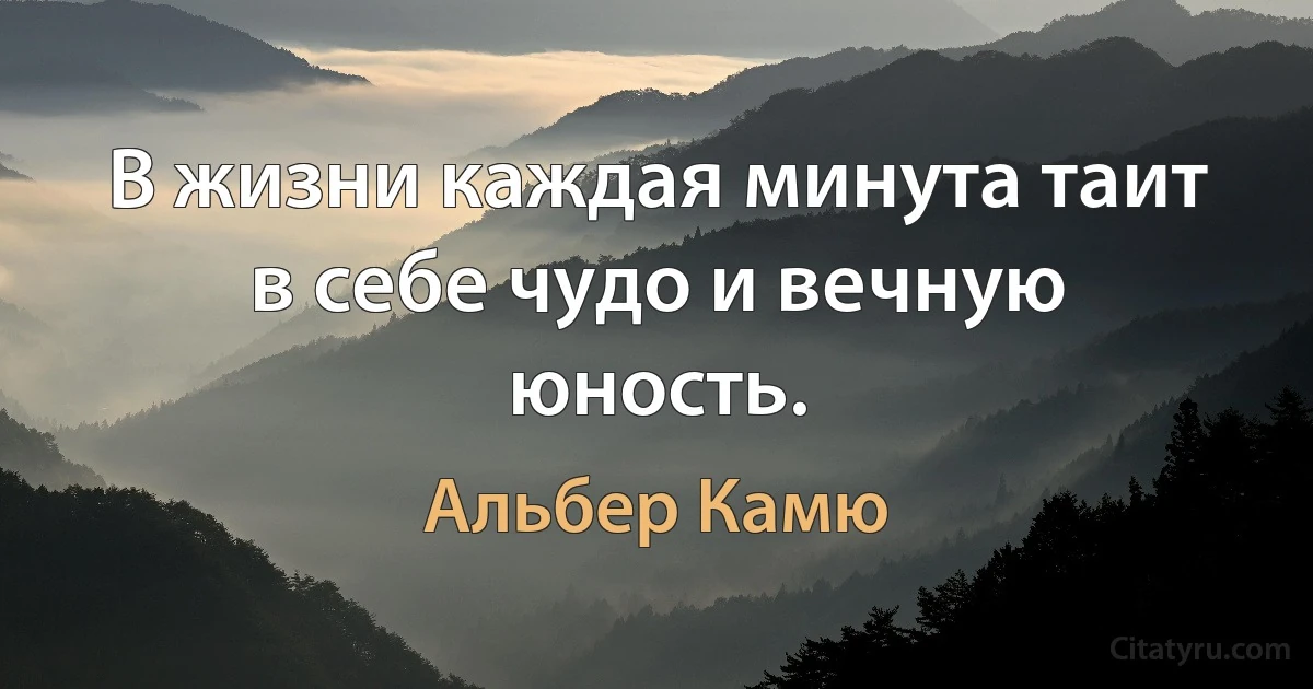 В жизни каждая минута таит в себе чудо и вечную юность. (Альбер Камю)