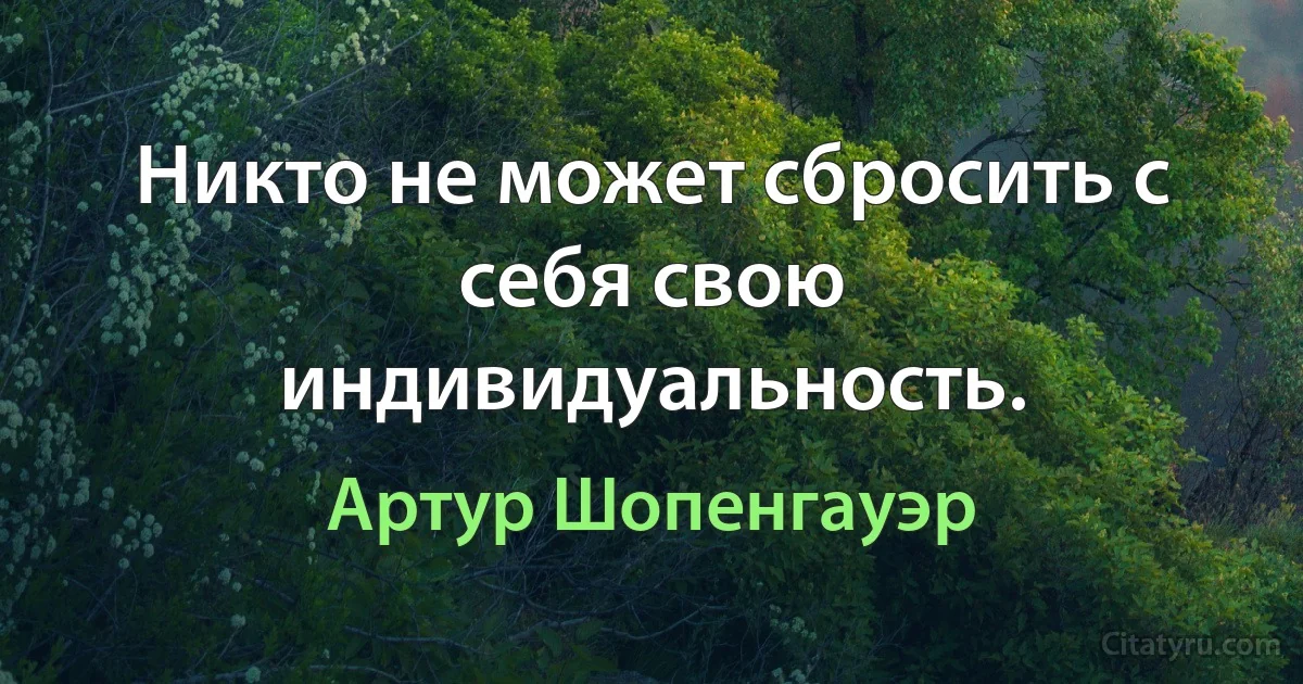 Никто не может сбросить с себя свою индивидуальность. (Артур Шопенгауэр)