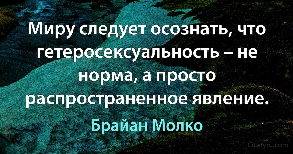 Миру следует осознать, что гетеросексуальность – не норма, а просто распространенное явление. (Брайан Молко)