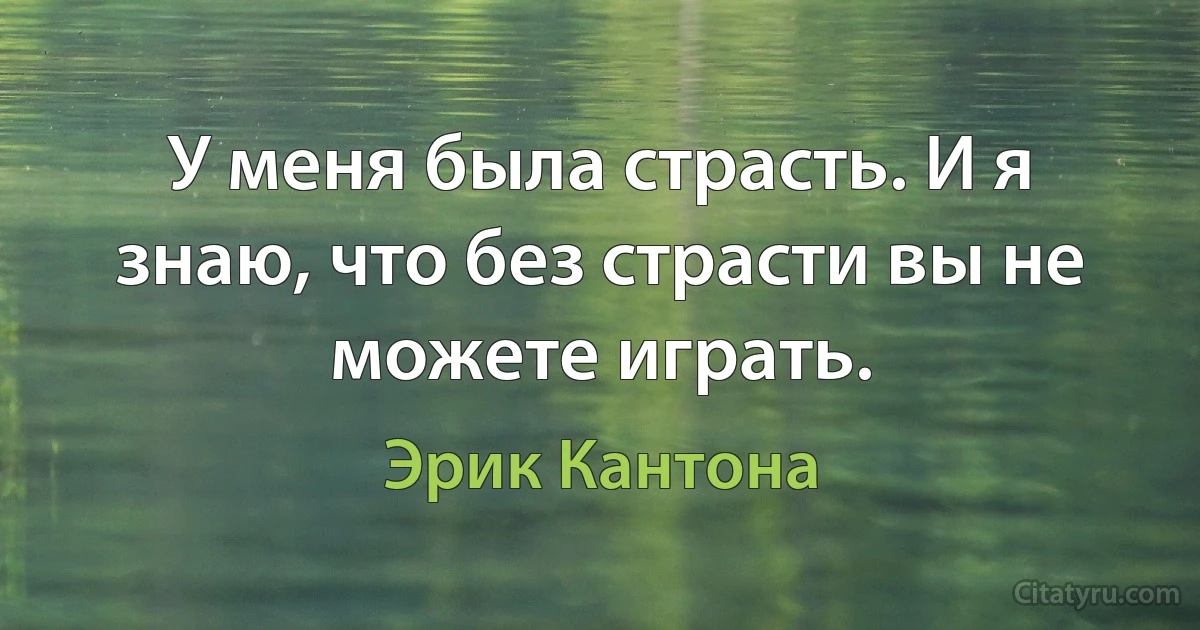 У меня была страсть. И я знаю, что без страсти вы не можете играть. (Эрик Кантона)