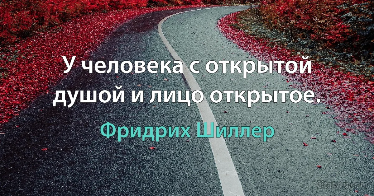 У человека с открытой душой и лицо открытое. (Фридрих Шиллер)