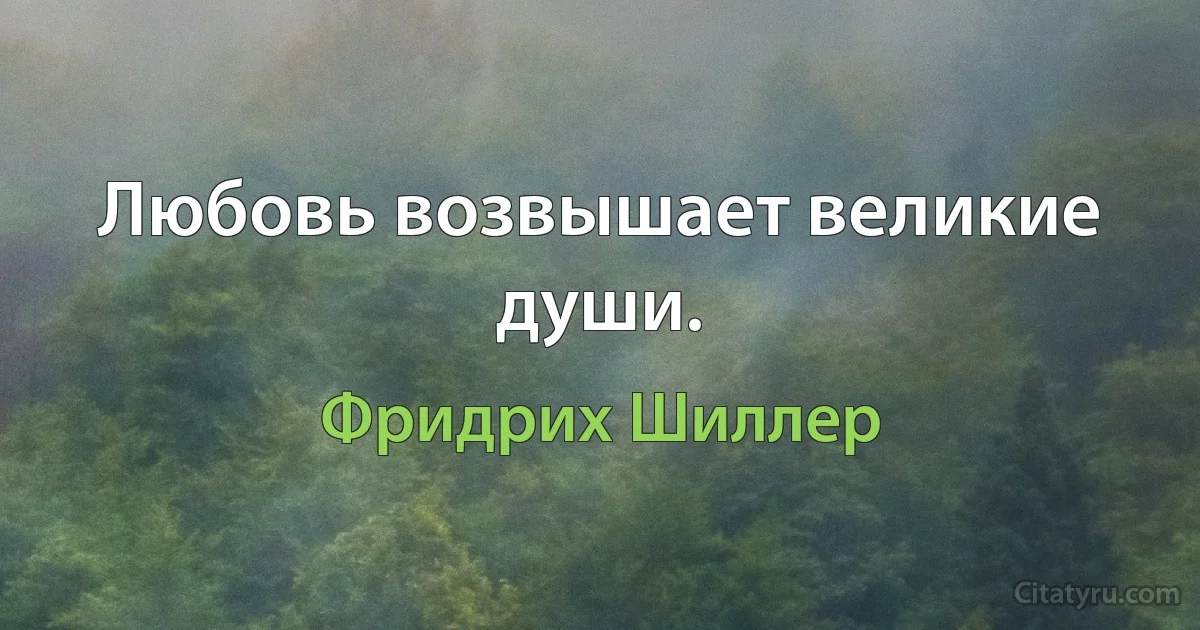 Любовь возвышает великие души. (Фридрих Шиллер)