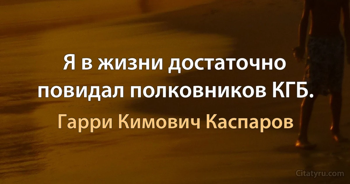 Я в жизни достаточно повидал полковников КГБ. (Гарри Кимович Каспаров)