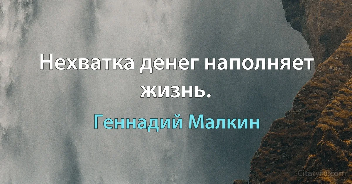 Нехватка денег наполняет жизнь. (Геннадий Малкин)