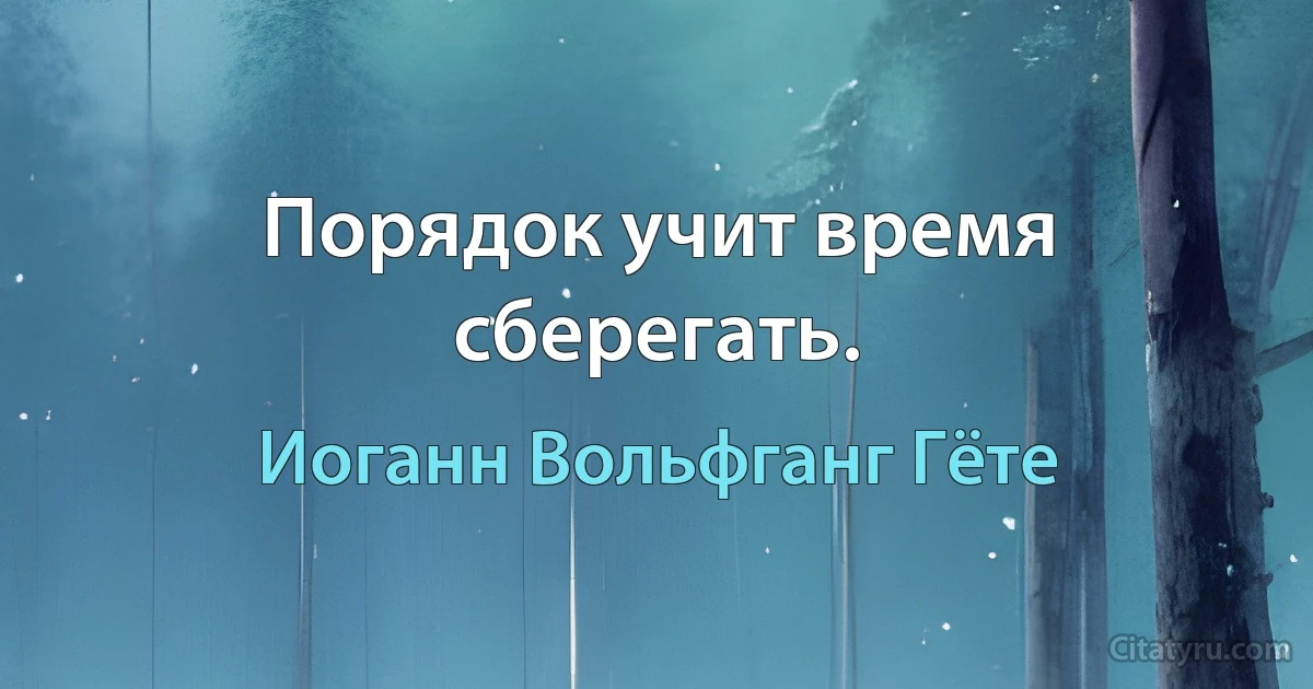 Порядок учит время сберегать. (Иоганн Вольфганг Гёте)